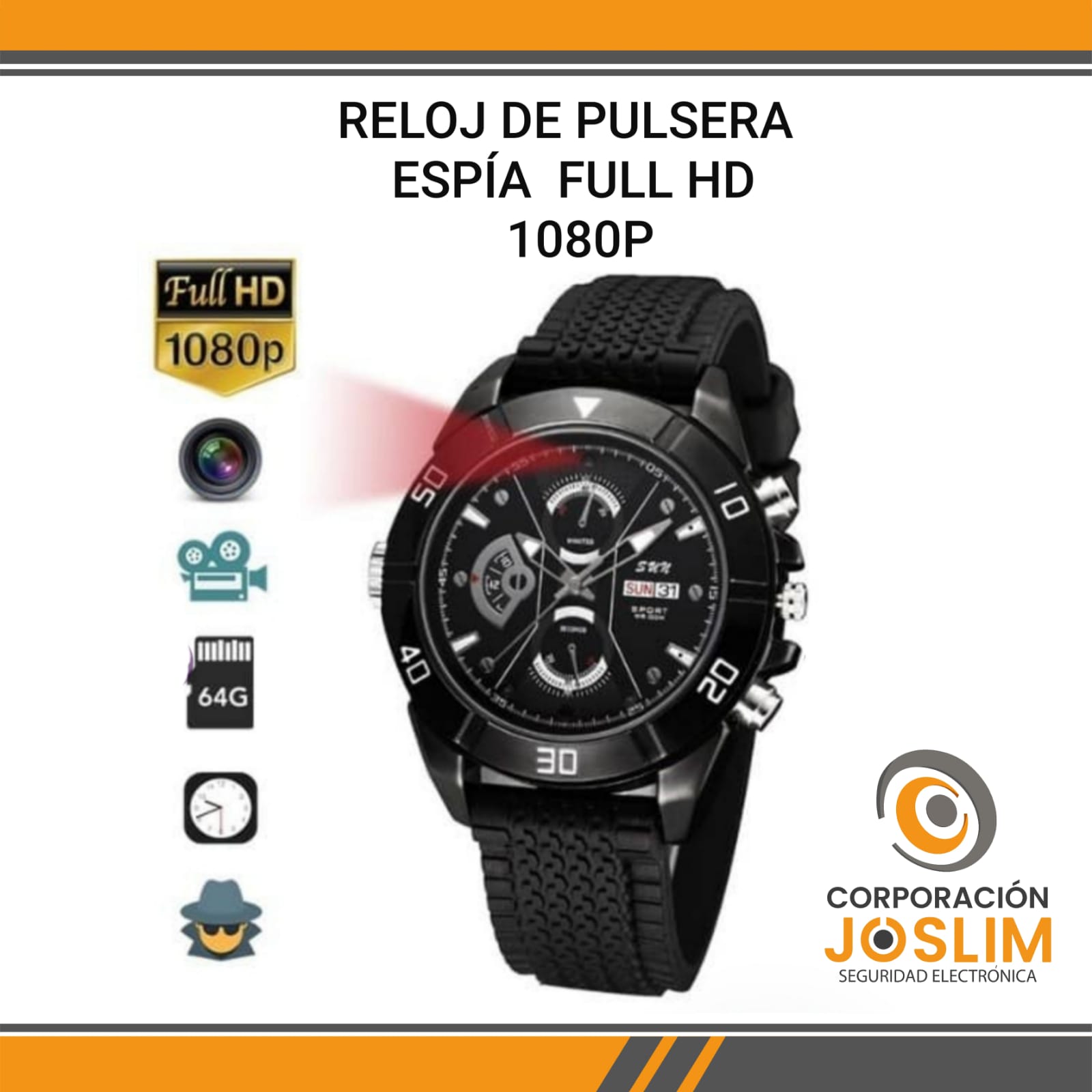 Reloj de Pulsera con Cámara Espía Full HD Con envío rápido a domicilio a  todo Chile